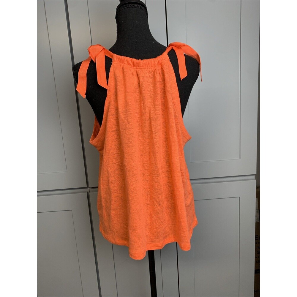J.CREW Orange Linen Blend Tie Shoulder Halter Tank Top Medium NWT - Picture 6 of 10